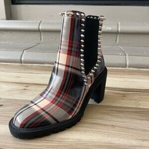 Jessica Simpson Demmie Studded Block Heel Plaid Bootie